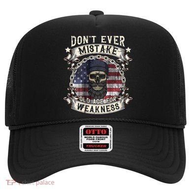 Skull American Flag Dont Ever Mistake Old Age For Weakness Hat