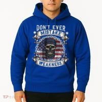 Skull American Flag Dont Ever Mistake Old Age For Weakness Hoodie thumb 2