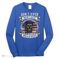 Skull American Flag Dont Ever Mistake Old Age For Weakness Long Sleeve Shirt thumb 0