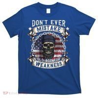 Skull American Flag Dont Ever Mistake Old Age For Weakness T-Shirt thumb 0