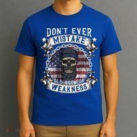 Skull American Flag Dont Ever Mistake Old Age For Weakness T-Shirt thumb 3