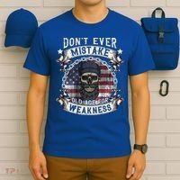 Skull American Flag Dont Ever Mistake Old Age For Weakness T-Shirt thumb 6