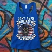 Skull American Flag Dont Ever Mistake Old Age For Weakness Women's Tank Top thumb 3