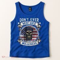 Skull American Flag Dont Ever Mistake Old Age For Weakness Tank Top thumb 2