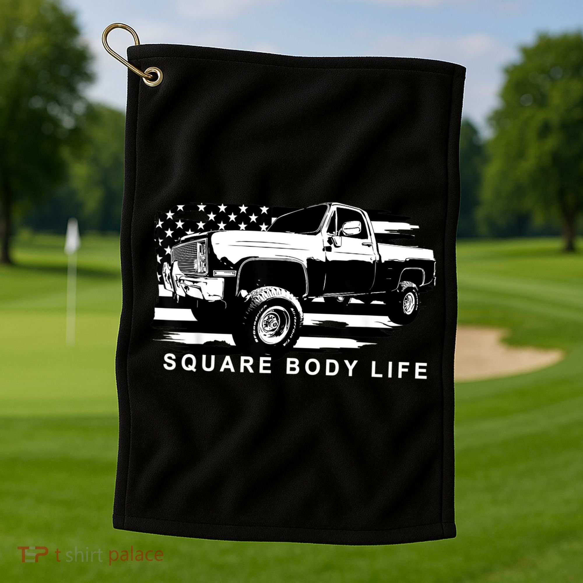 Squarebody American Flag Square Body Truck Golf Towel