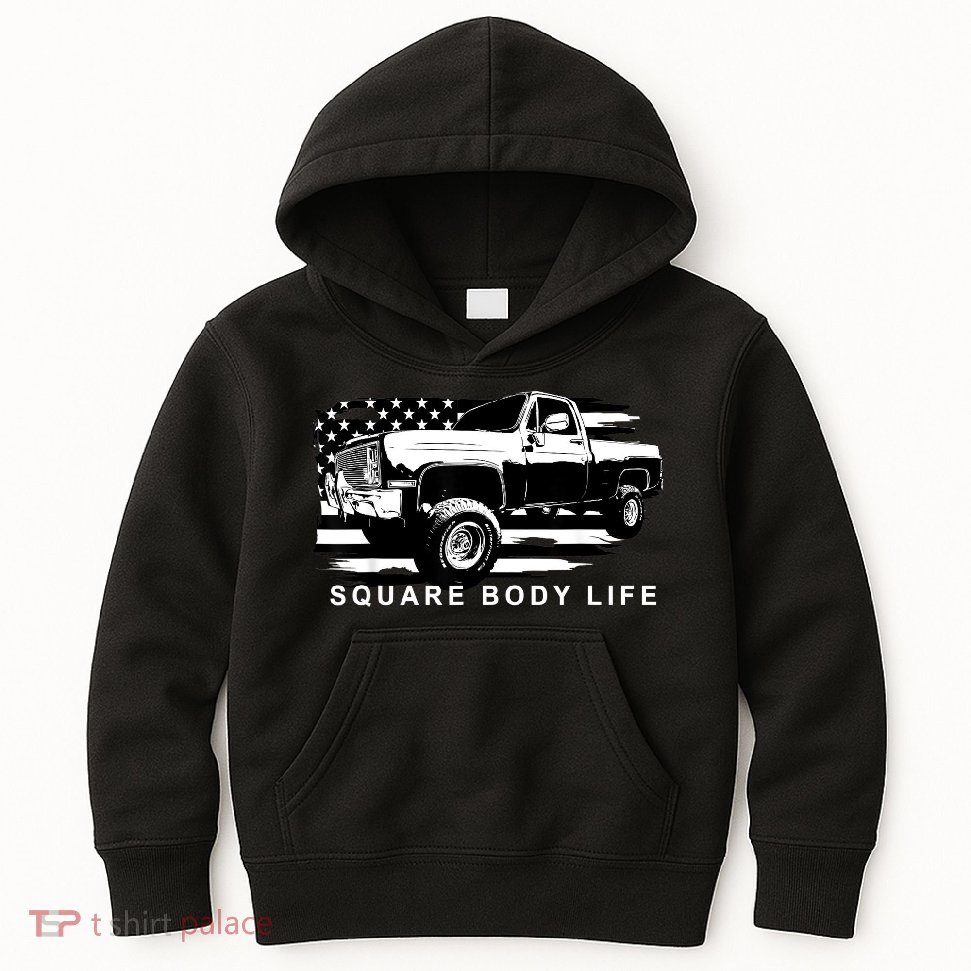 Squarebody American Flag Square Body Truck Kids Hoodie
