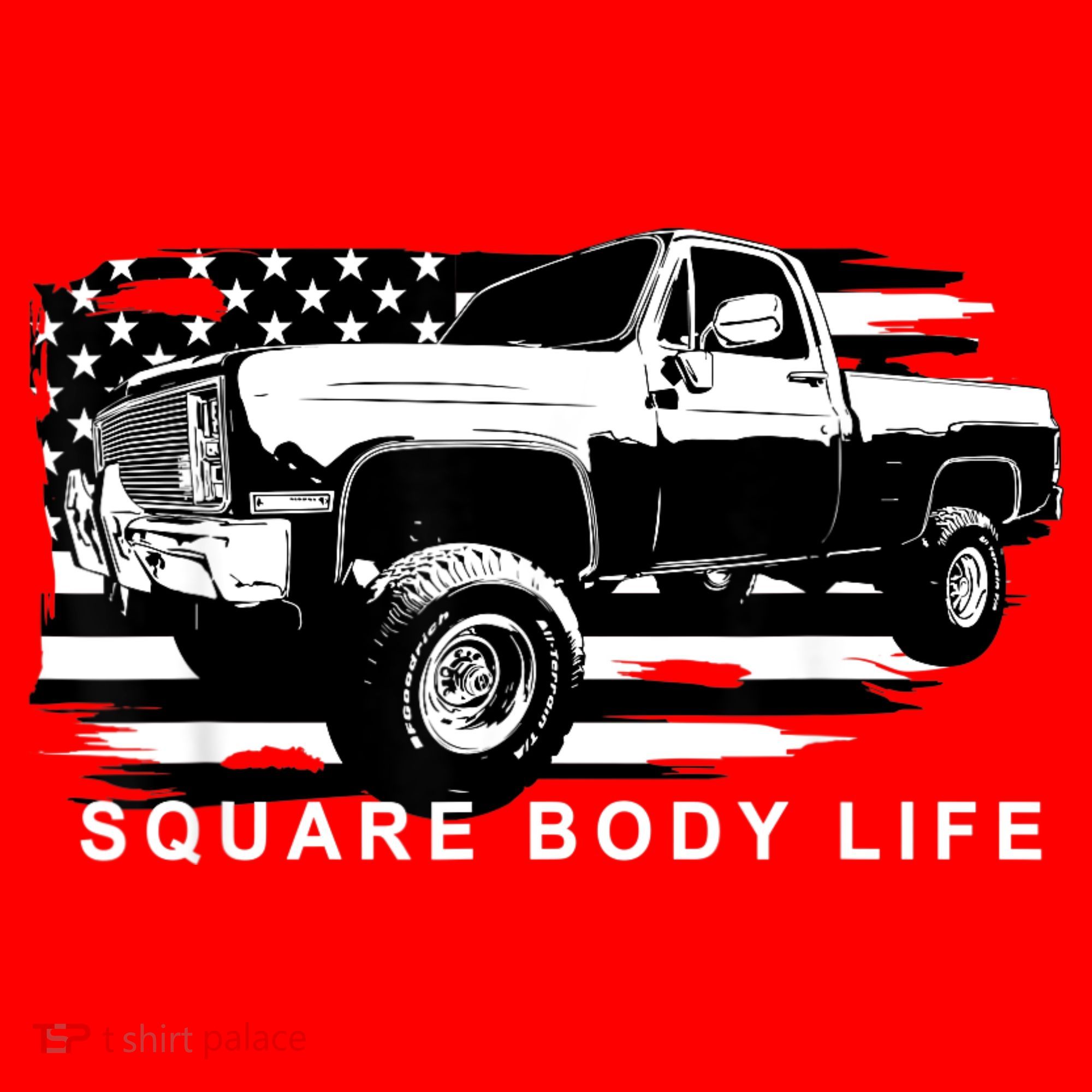 Squarebody American Flag Square Body Truck Santa Hat