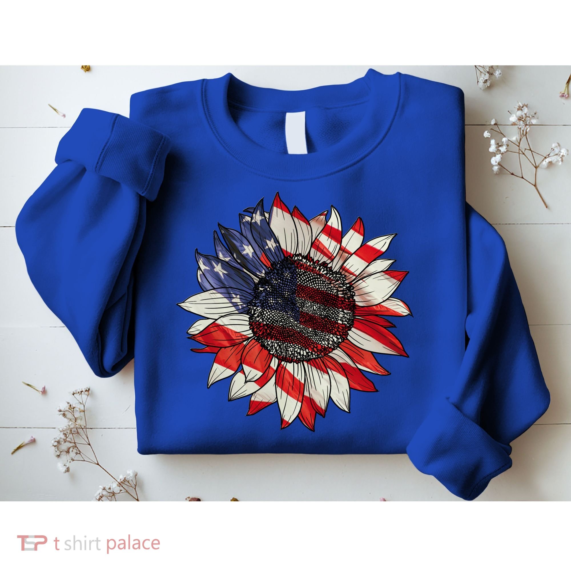 Sunflower American Flag 4th Of July Merica USA Sweatshirt