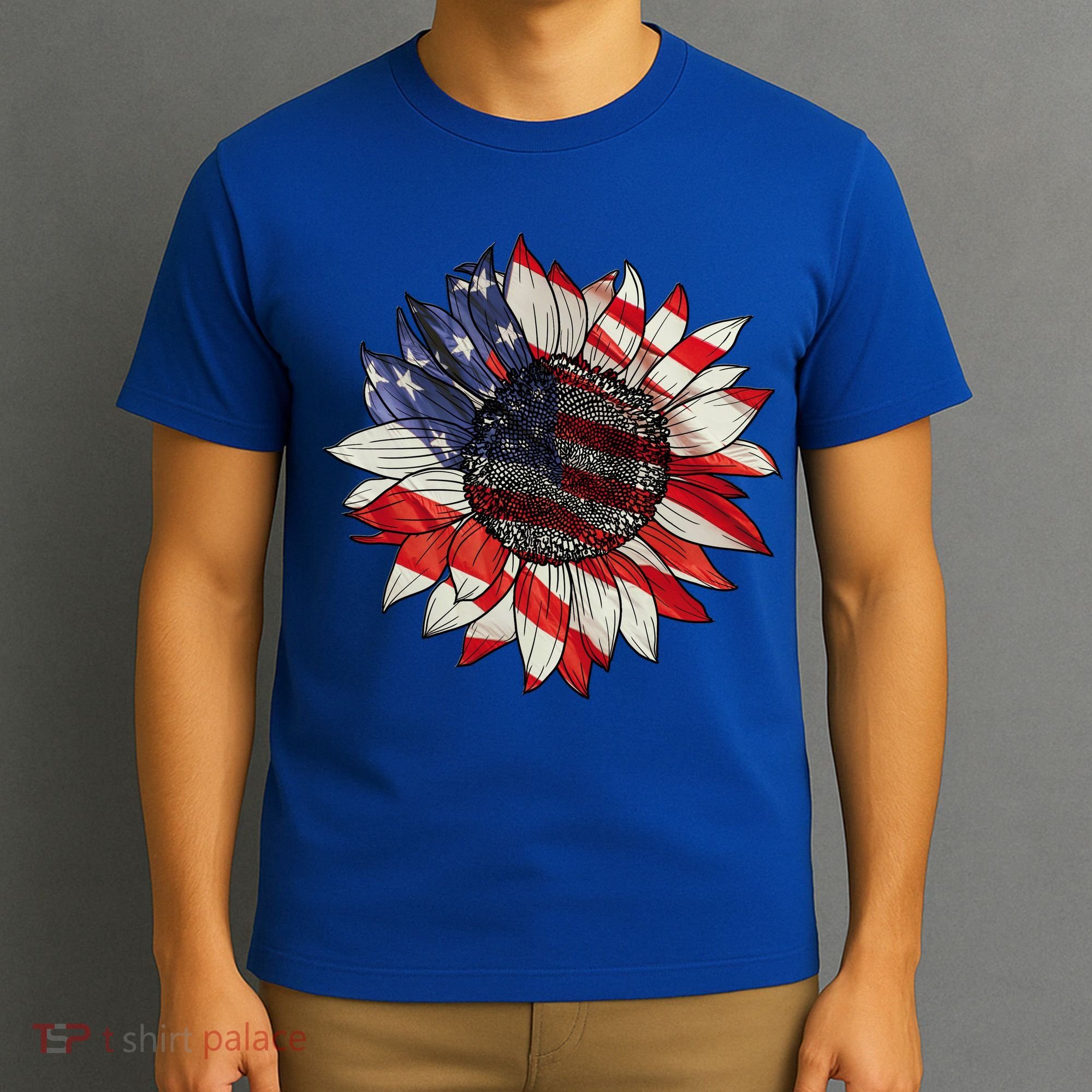 Sunflower American Flag 4th Of July Merica USA T-Shirt
