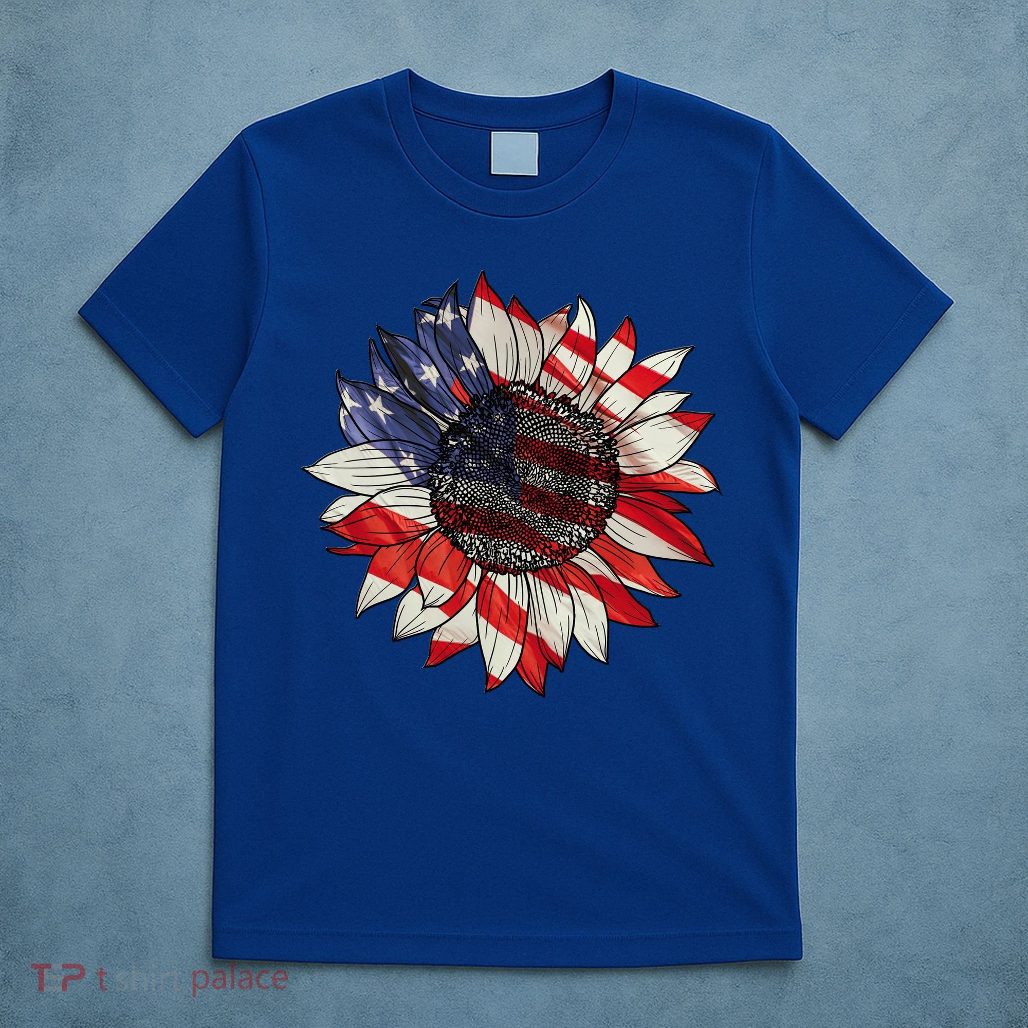 Sunflower American Flag 4th Of July Merica USA T-Shirt