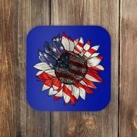 Sunflower American Flag 4th Of July Merica USA Coaster thumb 0