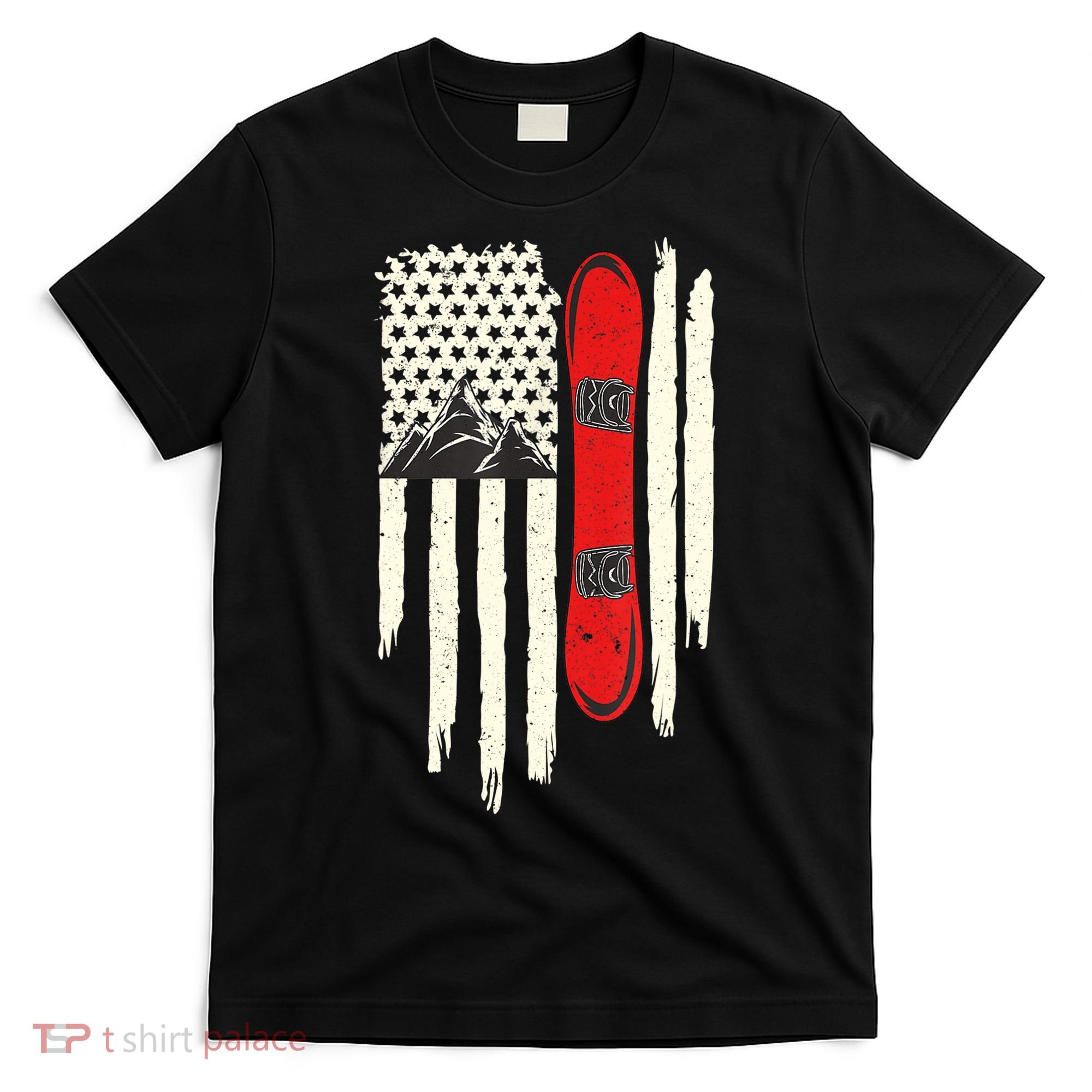 Snowboard American Flag Winter Sports Alpine Snowboarding TShirt T-Shirt
