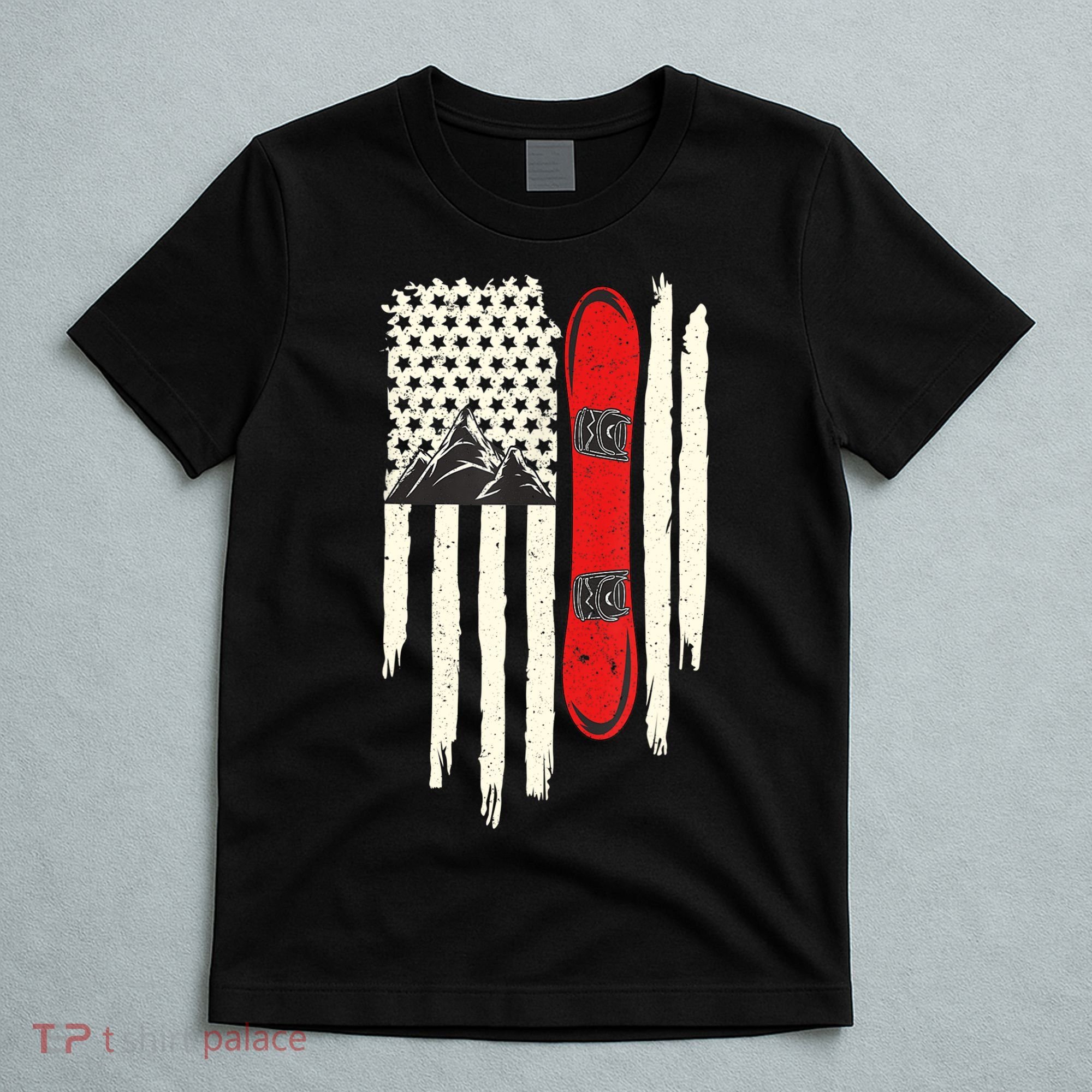 Snowboard American Flag Winter Sports Alpine Snowboarding TShirt T-Shirt