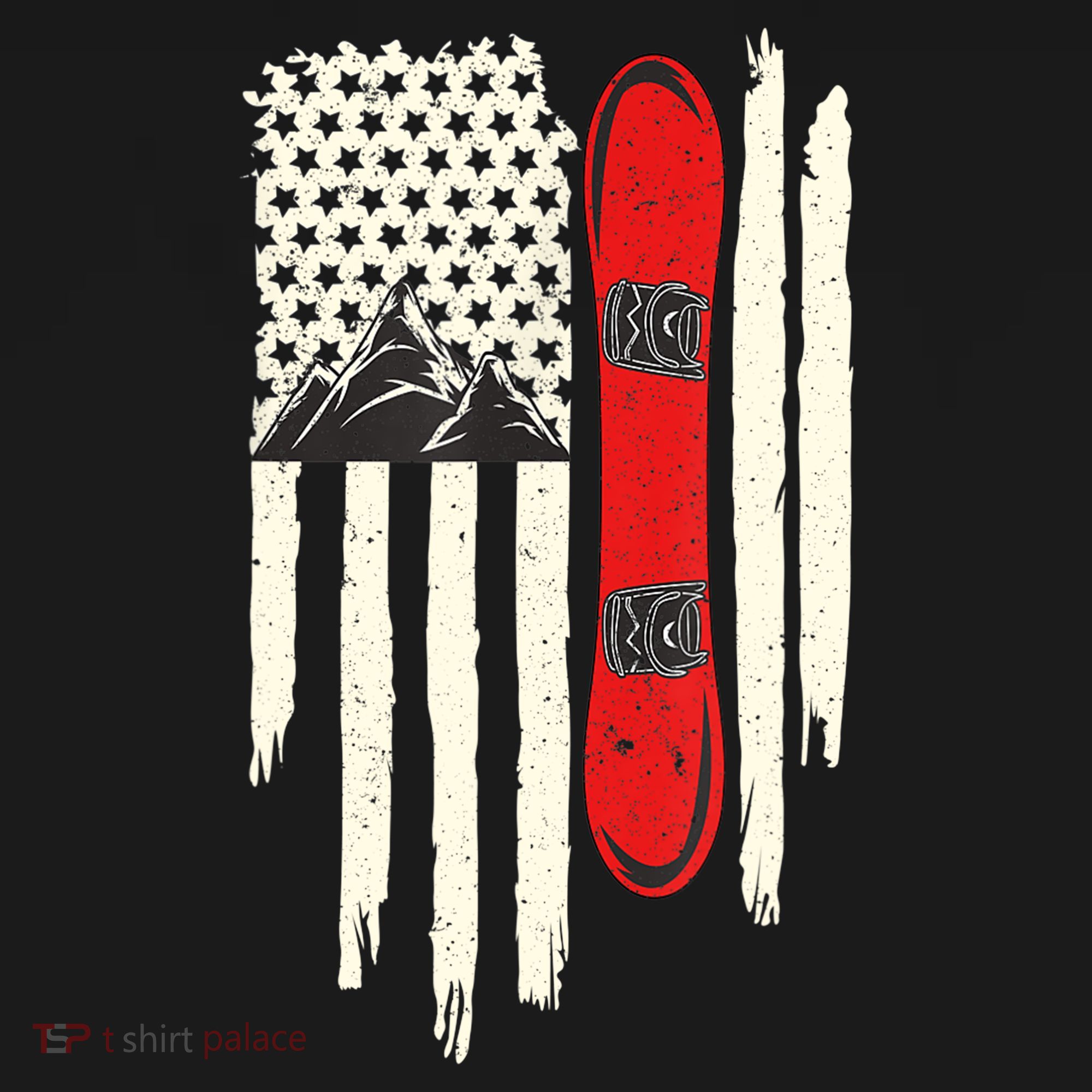 Snowboard American Flag Winter Sports Alpine Snowboarding TShirt Women's Hoodie