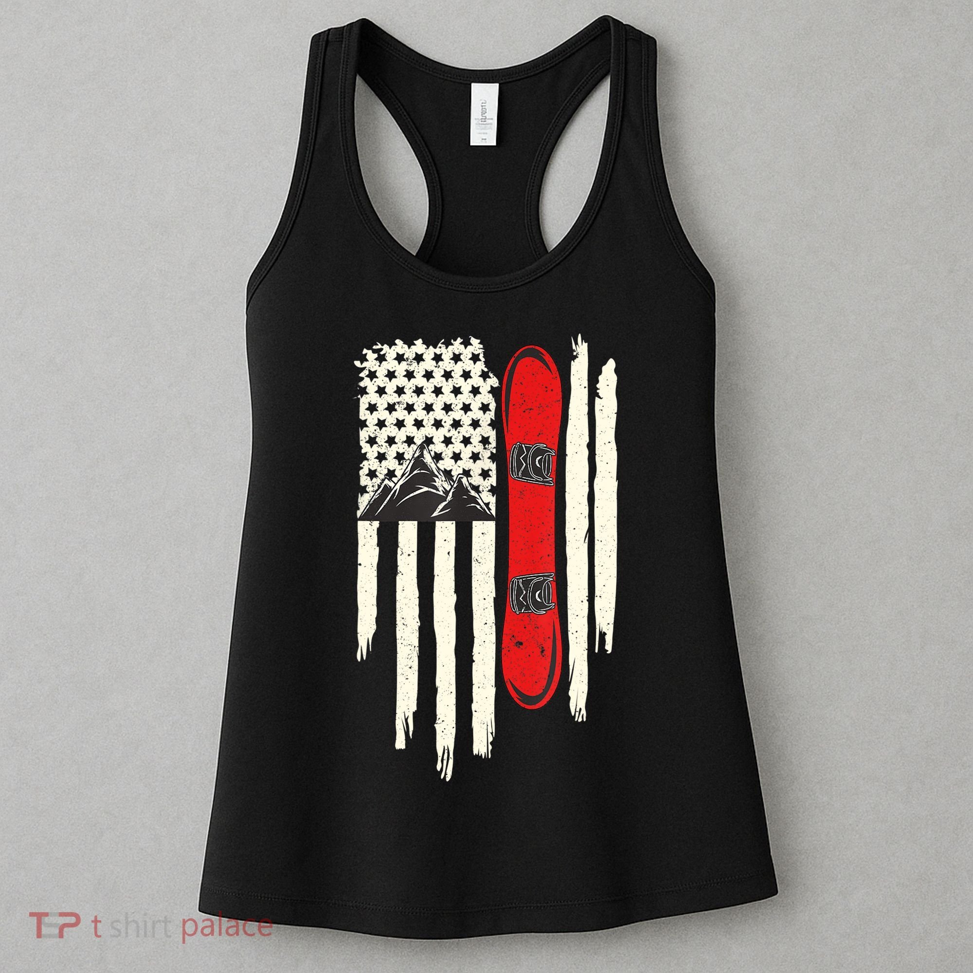 Snowboard American Flag Winter Sports Alpine Snowboarding TShirt Women's Tank Top
