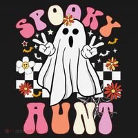 Spooky Aunt Floral Ghost Hippie Halloween Spooky Family Backpack thumb 2