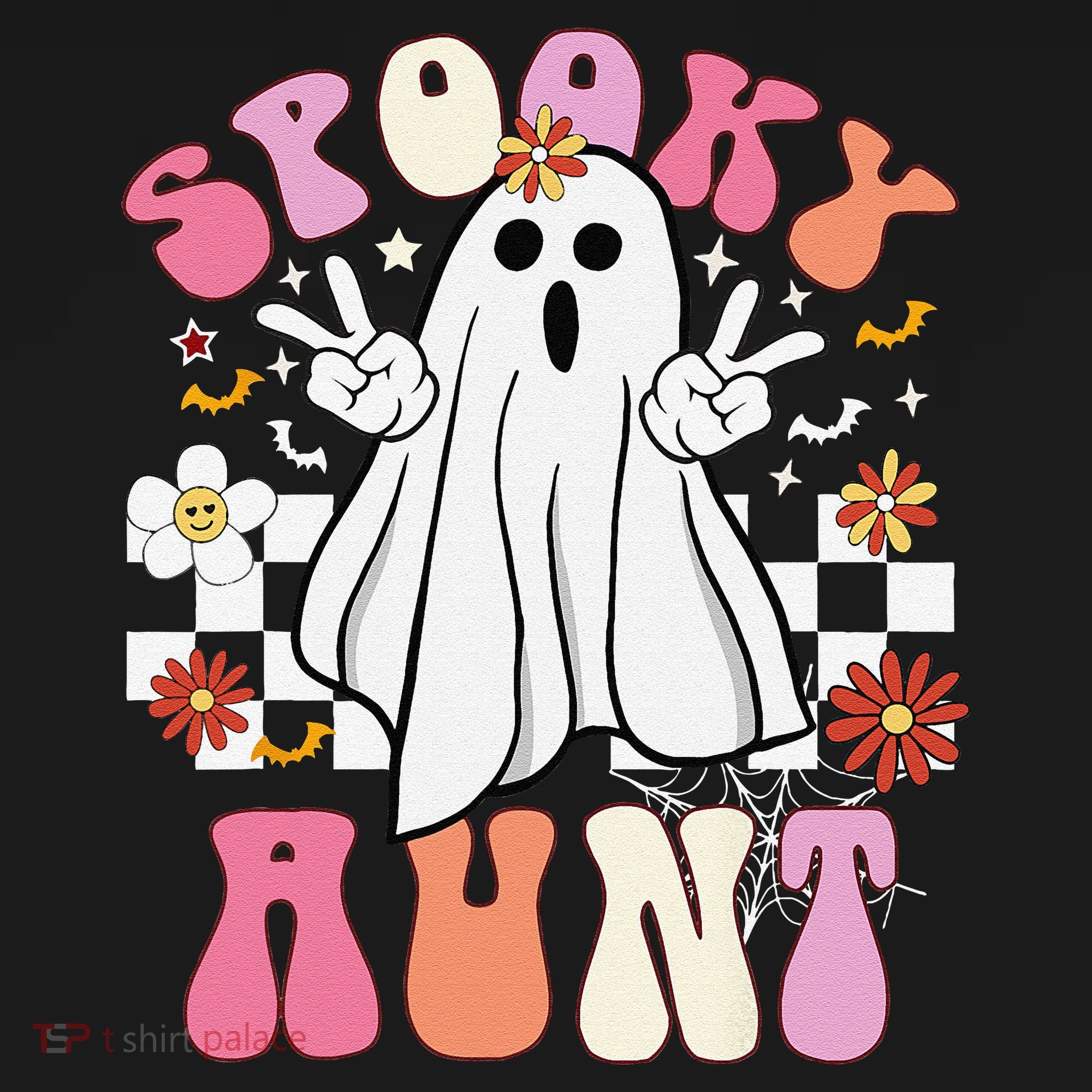 Spooky Aunt Floral Ghost Hippie Halloween Spooky Family Pajama Set