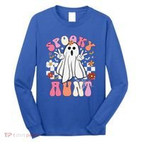 Spooky Aunt Floral Ghost Hippie Halloween Spooky Family Long Sleeve Shirt thumb 0