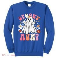 Spooky Aunt Floral Ghost Hippie Halloween Spooky Family Sweatshirt thumb 0