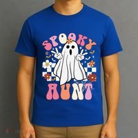 Spooky Aunt Floral Ghost Hippie Halloween Spooky Family T-Shirt thumb 3