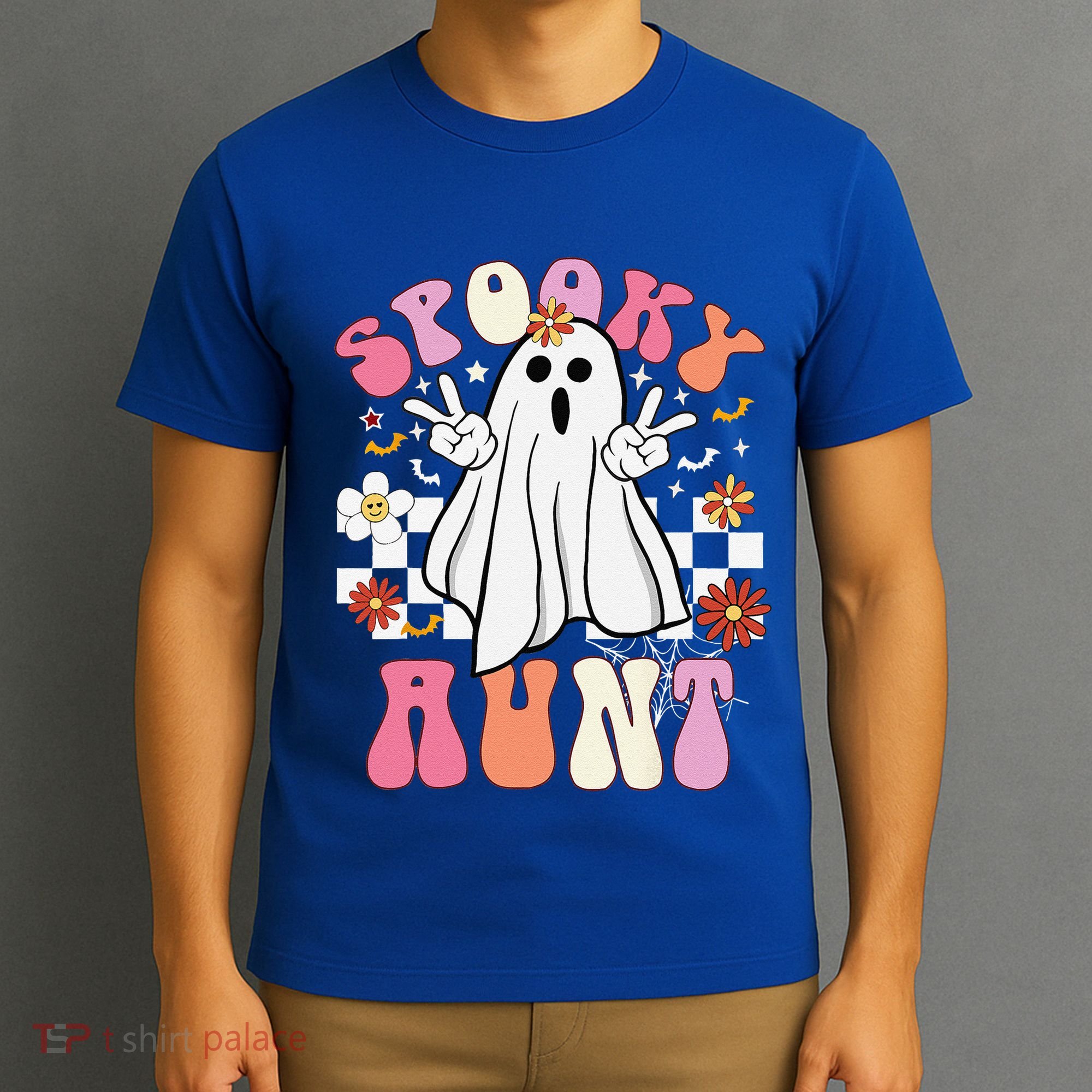 Spooky Aunt Floral Ghost Hippie Halloween Spooky Family T-Shirt