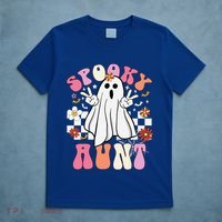 Spooky Aunt Floral Ghost Hippie Halloween Spooky Family T-Shirt thumb 5