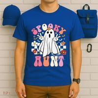 Spooky Aunt Floral Ghost Hippie Halloween Spooky Family T-Shirt thumb 6
