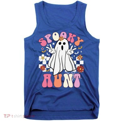 Spooky Aunt Floral Ghost Hippie Halloween Spooky Family Tank Top
