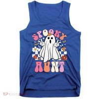 Spooky Aunt Floral Ghost Hippie Halloween Spooky Family Tank Top thumb 0