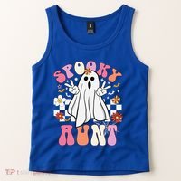 Spooky Aunt Floral Ghost Hippie Halloween Spooky Family Tank Top thumb 2