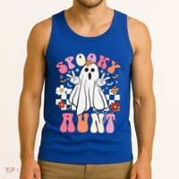 Spooky Aunt Floral Ghost Hippie Halloween Spooky Family Tank Top thumb 3
