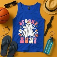 Spooky Aunt Floral Ghost Hippie Halloween Spooky Family Tank Top thumb 4
