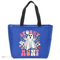 Spooky Aunt Floral Ghost Hippie Halloween Spooky Family Tote Bag thumb 0