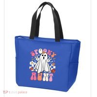 Spooky Aunt Floral Ghost Hippie Halloween Spooky Family Tote Bag thumb 3