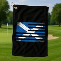 Scottish American Flag Proud Scotland Usa Cute Gift Golf Towel thumb 1