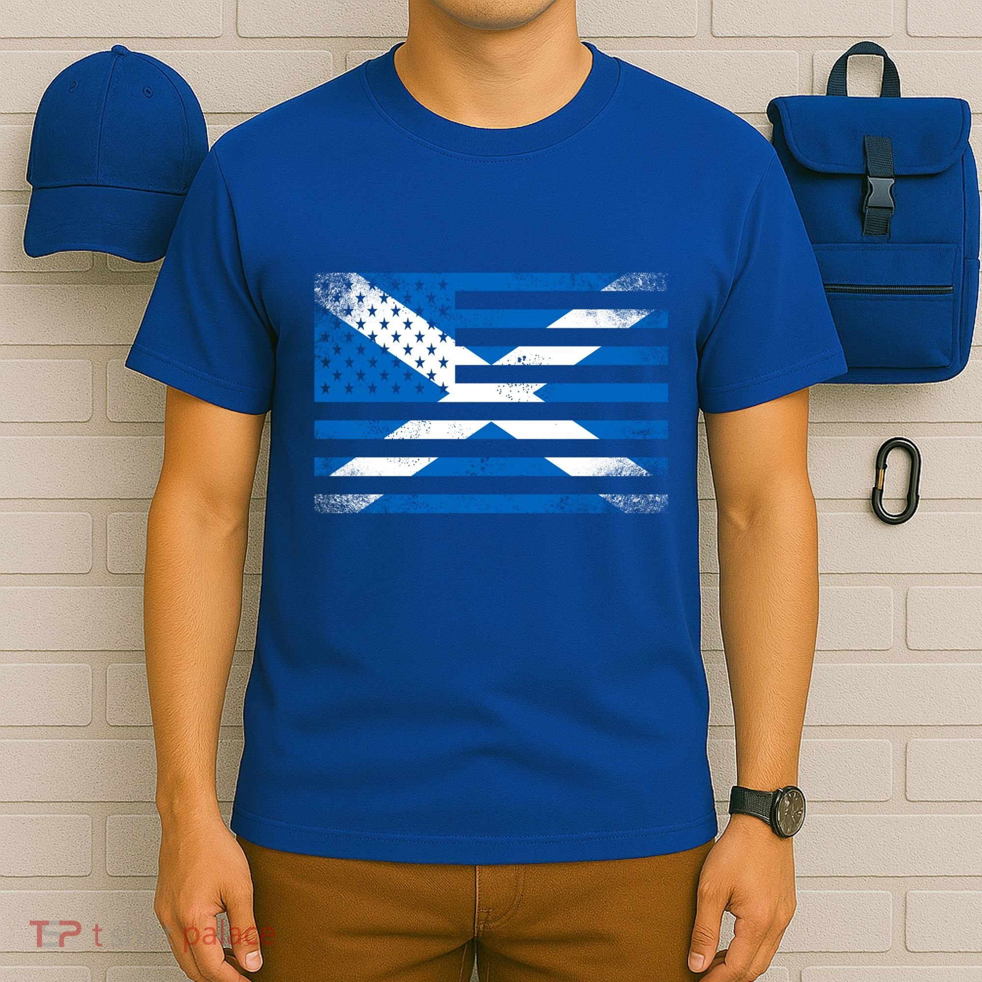 Scottish American Flag Proud Scotland Usa Cute Gift T-Shirt