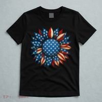 Sunflower American Flag 4th Of July Women Merica USA  T-Shirt thumb 5