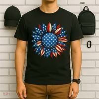 Sunflower American Flag 4th Of July Women Merica USA  T-Shirt thumb 6