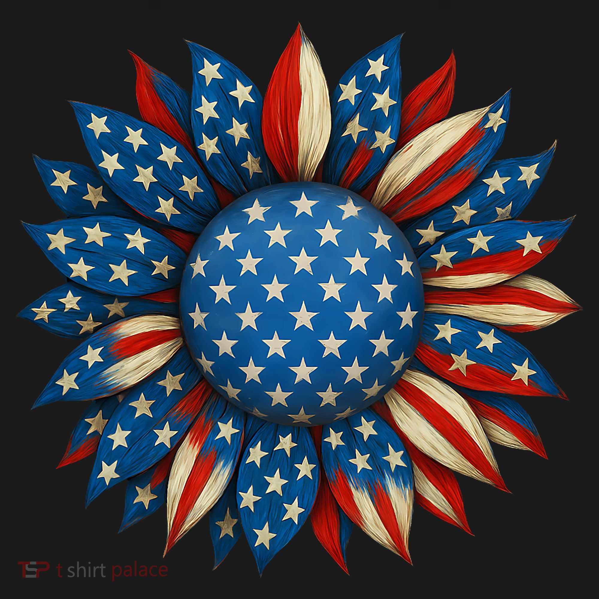 Sunflower American Flag 4th Of July Women Merica USA  T-Shirt