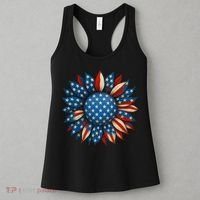 Sunflower American Flag 4th Of July Women Merica USA  Women's Tank Top thumb 3