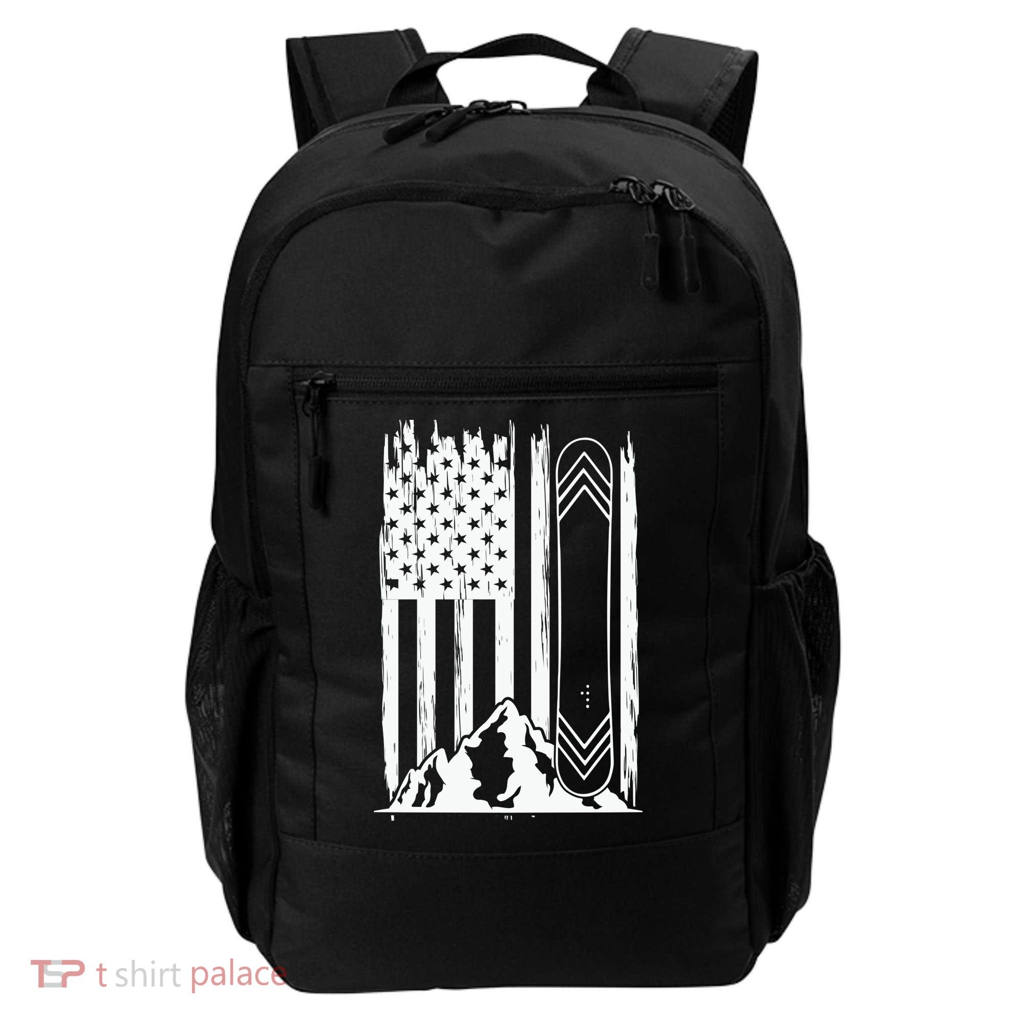 Snowboarding American Flag Backpack