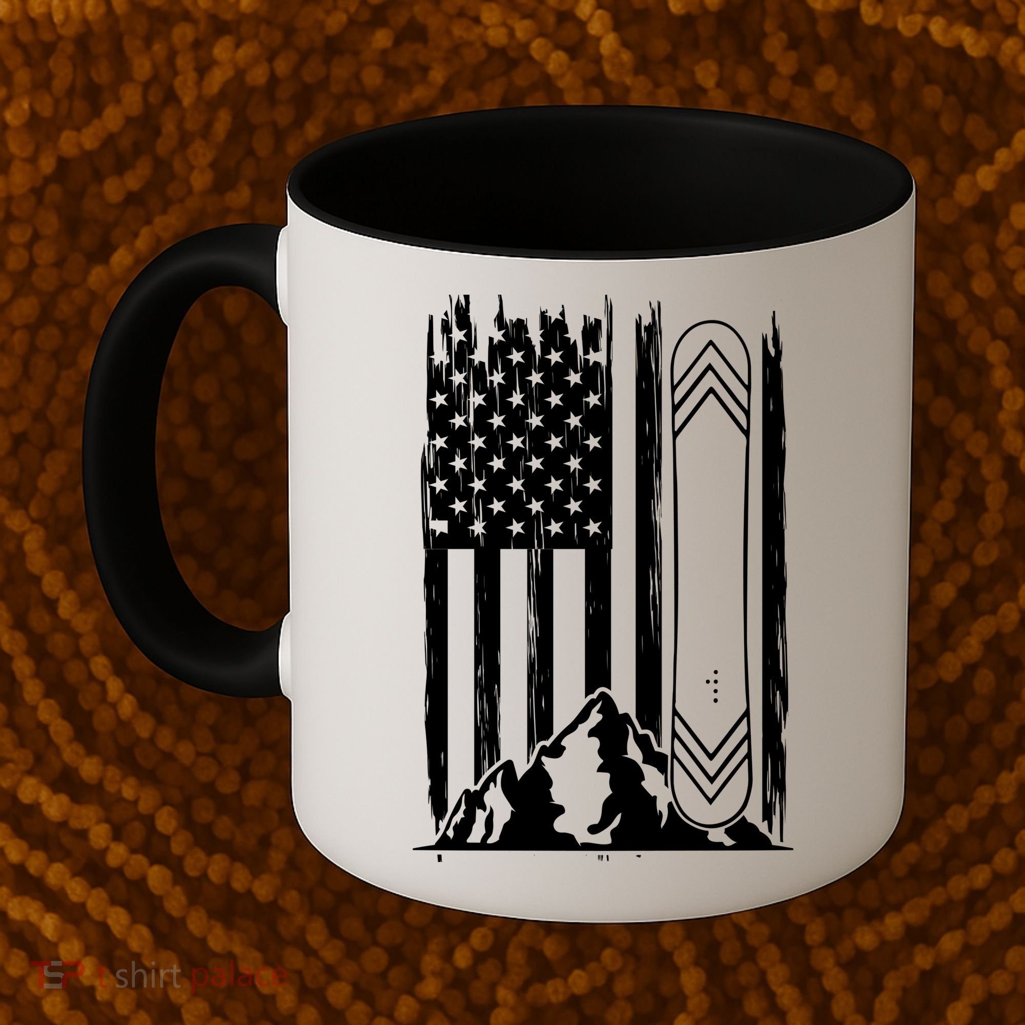 Snowboarding American Flag Coffee Mug