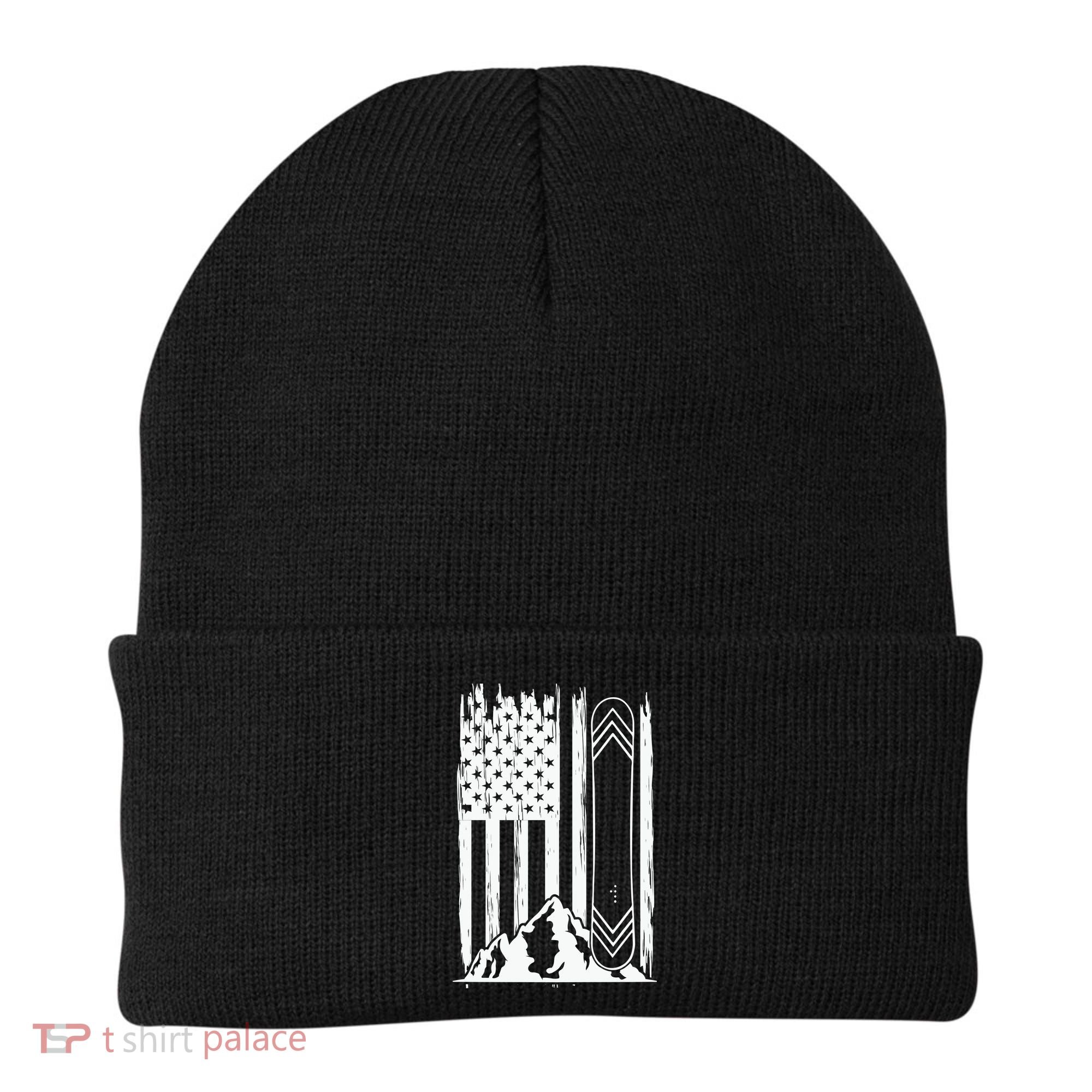 Snowboarding American Flag Beanie