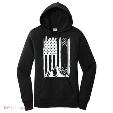 Snowboarding American Flag Women's Hoodie