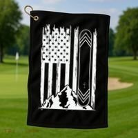 Snowboarding American Flag Golf Towel thumb 1