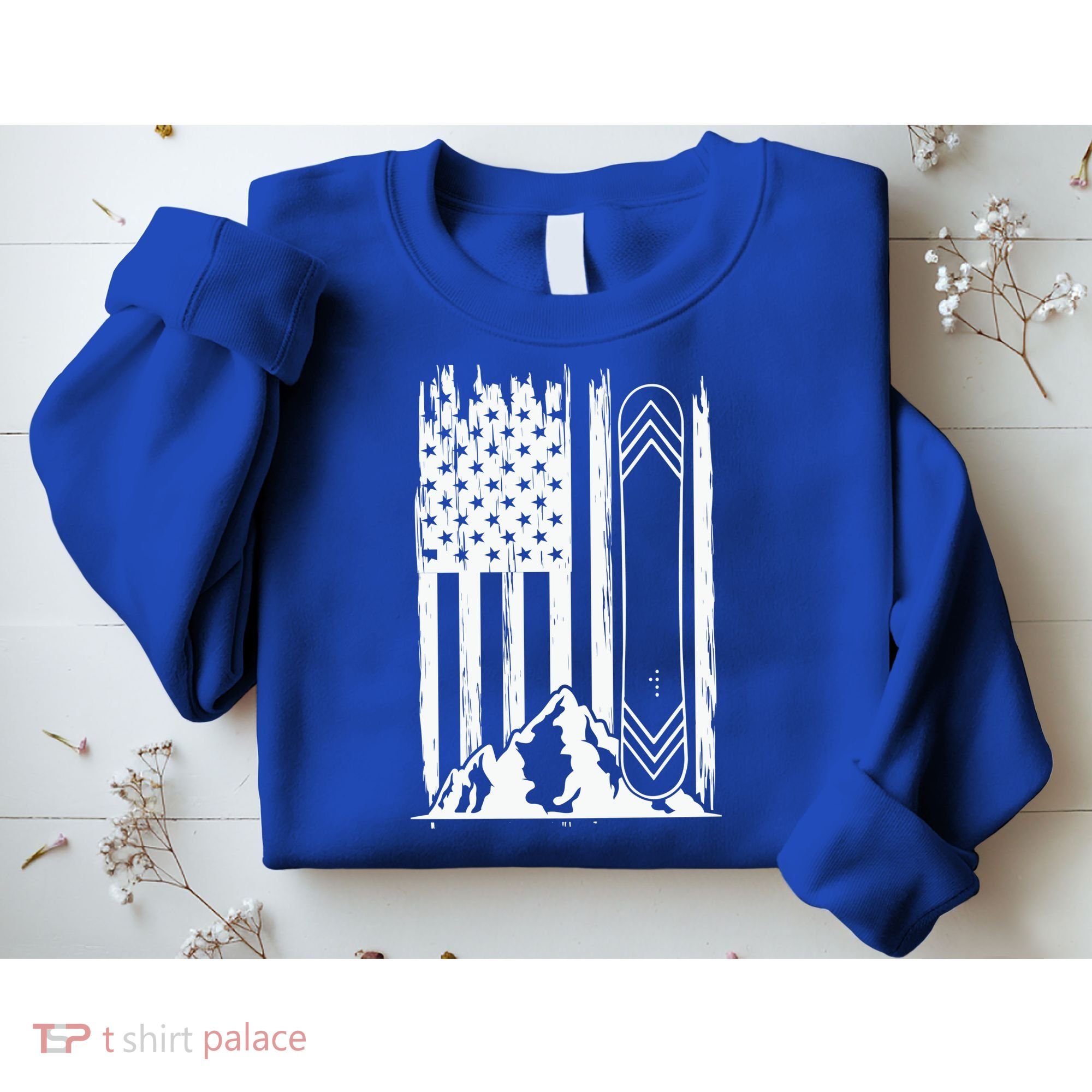 Snowboarding American Flag Sweatshirt