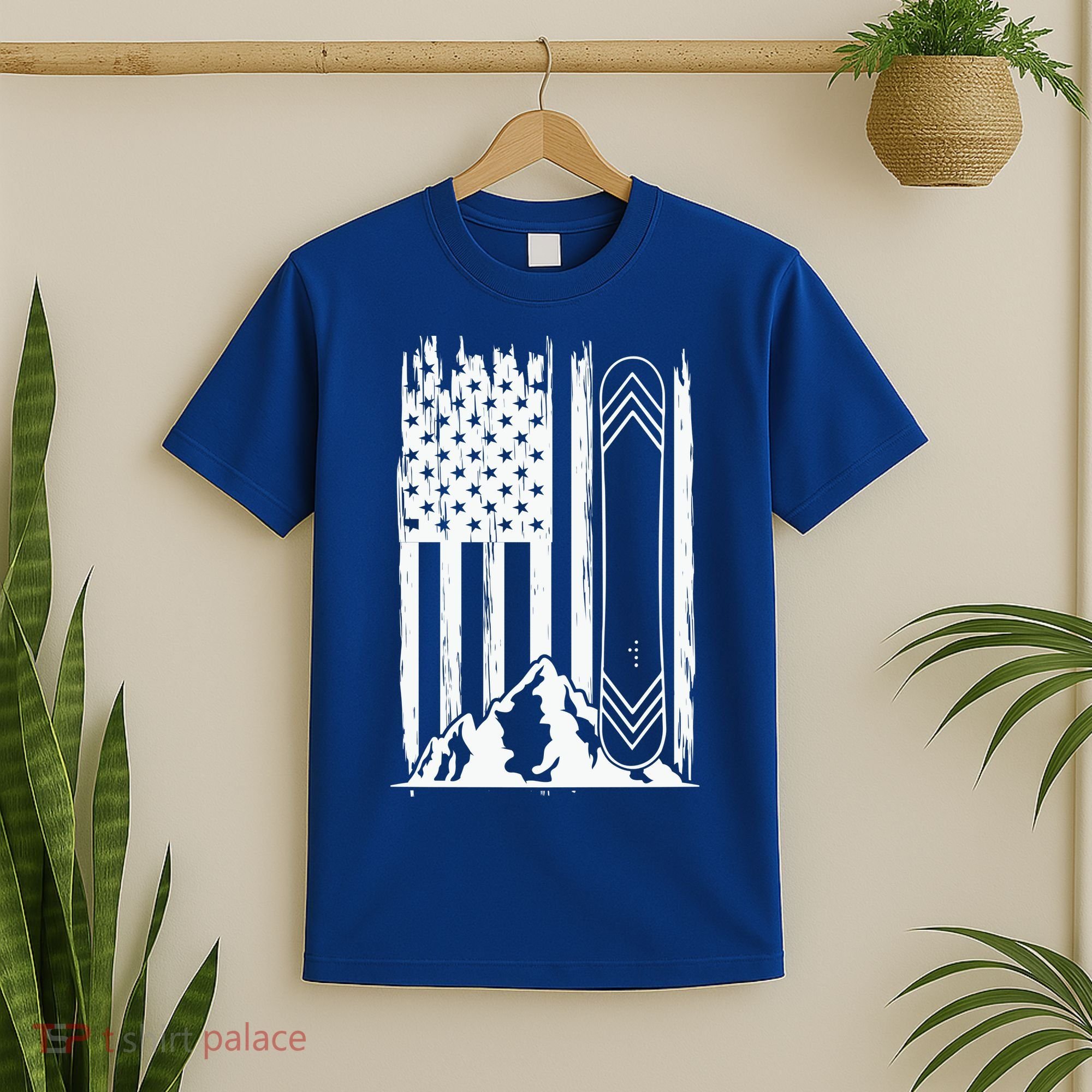Snowboarding American Flag T-Shirt
