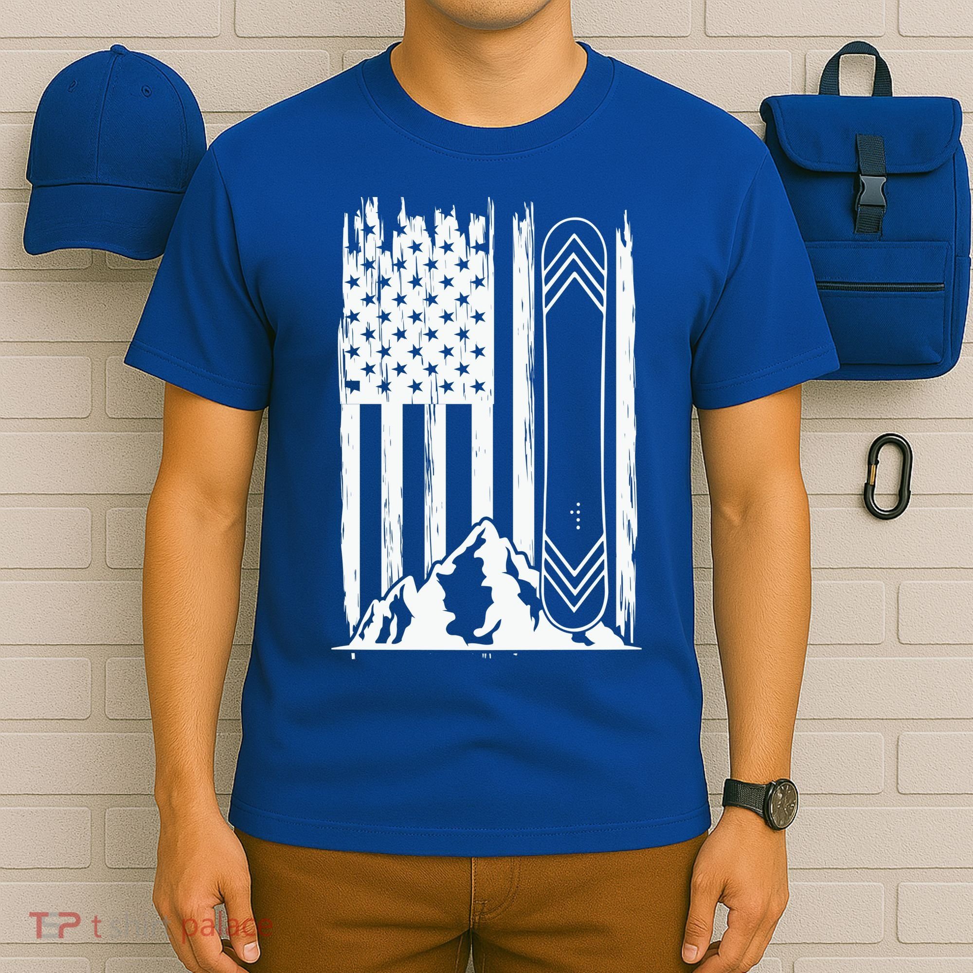 Snowboarding American Flag T-Shirt