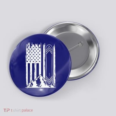 Snowboarding American Flag Button