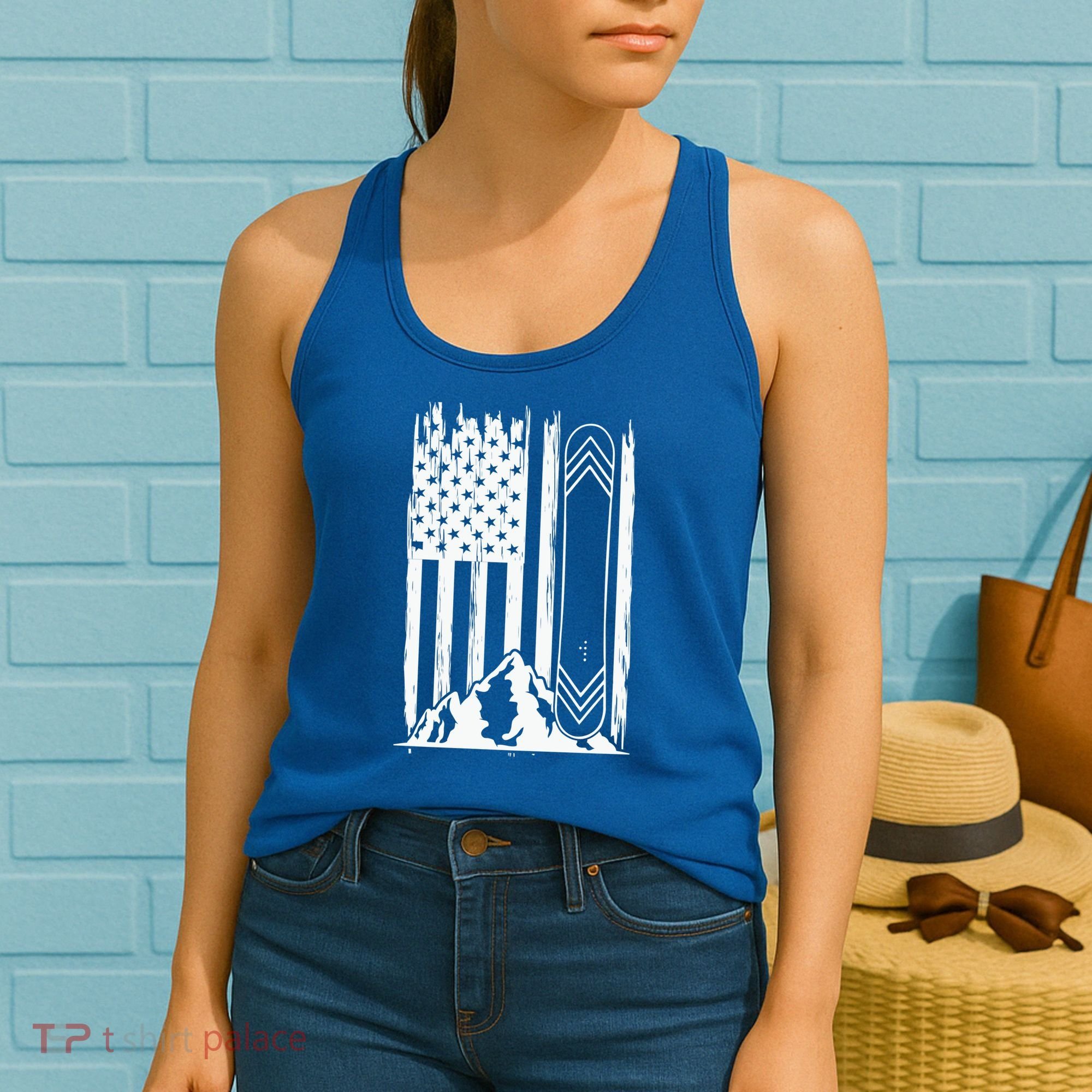 Snowboarding American Flag Women's Tank Top